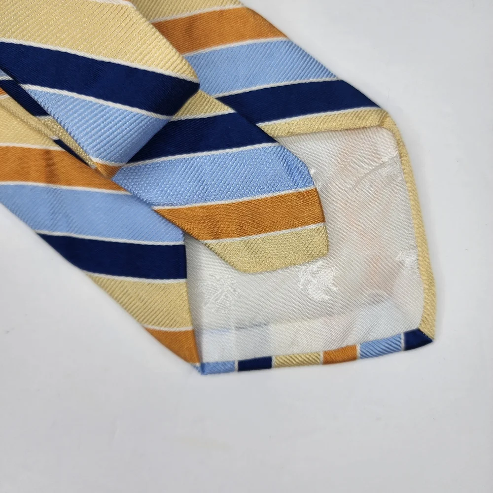 BROOKS BROTHERS MAKERS Yellow /Blue Stripe Silk Tie.